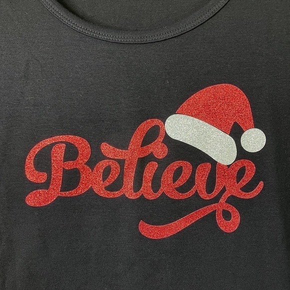 Marvel Fashions Believe Sparkle Santa Hat Christmas Graphic 3/4 Length Tee Sz XL - Picture 5 of 13